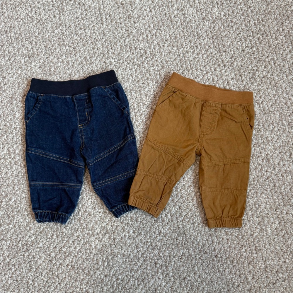 Garanimals Baby Infant Pants Size 3-6 Months Denim Jean Jogger Waistband Set
